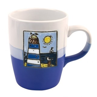 Blue & White Lighthouse Mug