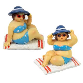 Fat Lady Sitting on Towel Blue 2 asst., 7cm