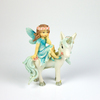 Fairy Sitting on Unicorn Blue - 10cm