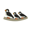 Puffin & Chicks On Curved Wood base 17cm