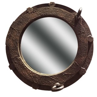 Rust-effect Porthole Mirror, 35cm